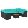vidaXL 10-dijelni set vrtnih sofa od poliratana s jastucima crni