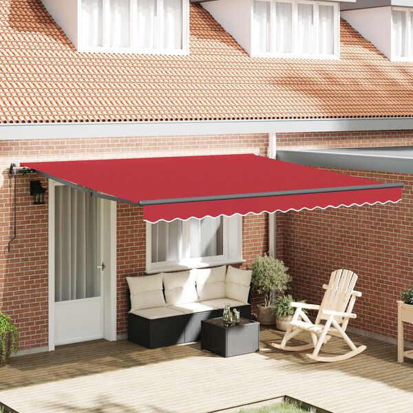 vidaXL Skrovita tenda Crvena 400 &times; 350 cm Tkanina i Aluminij