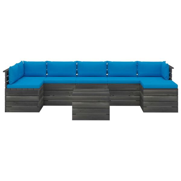 vidaXL 8-dijelna vrtna garnitura od paleta od borovine s jastucima