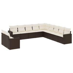 vidaXL 11-dijelni set vrtnih sofa od poliratana s jastucima smeđi