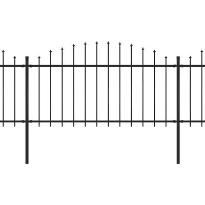 vidaXL Vrtna ograda s ukrasnim kopljima (1,25 - 1,5 ) x 1,7 m čelična crna