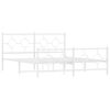 vidaXL Metalni okvir kreveta uzglavlje i podnožje bijeli 150 x 200 cm