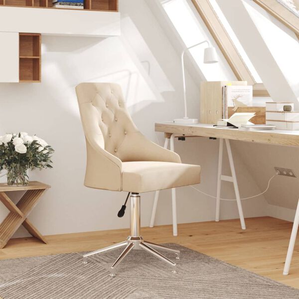 vidaXL Okretna blagovaonska stolica od tkanine krem