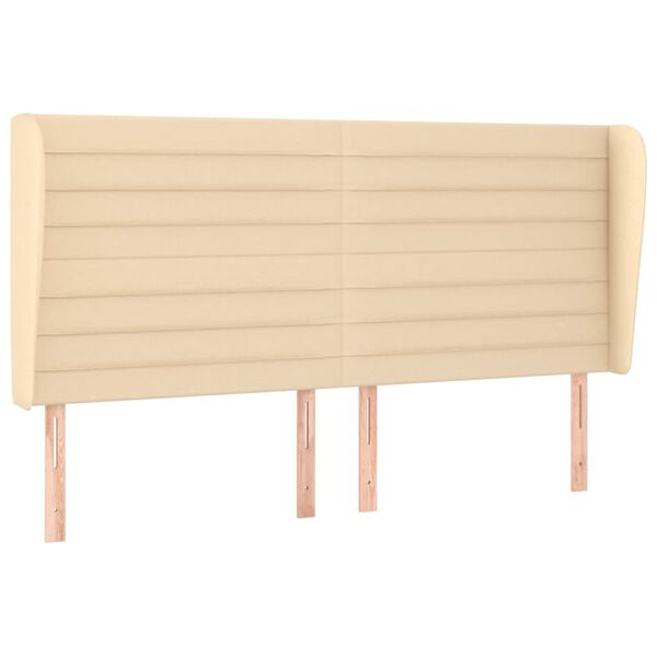 vidaXL Uzglavlje s u&scaron;ima krem 203x23x118/128 cm od tkanine