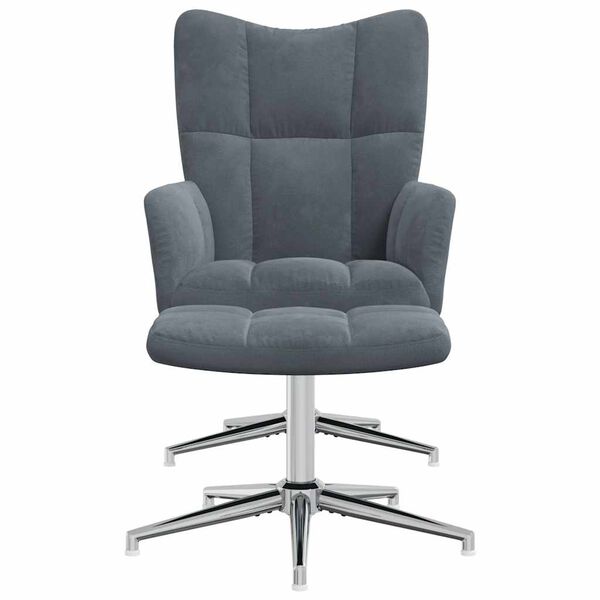 vidaXL Stolica za opuštanje s osloncem za noge tamnosiva baršunasta