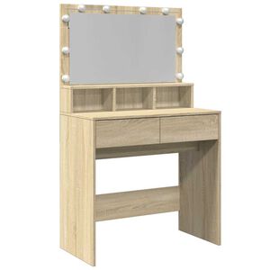 vidaXL Toaletni stolić s LED svjetlima boja hrasta 80x41x134,5 cm