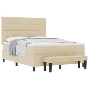 vidaXL Krevet s opruga kutije s uzglavljem Krema 140 x 200 cm tkanina