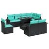vidaXL 9-dijelni set vrtnih sofa s jastucima crni od poliratana bagrem