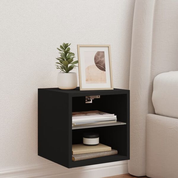 vidaXL Zidni TV ormarić s LED svjetlima crni 30 x 28,5 x 30 cm