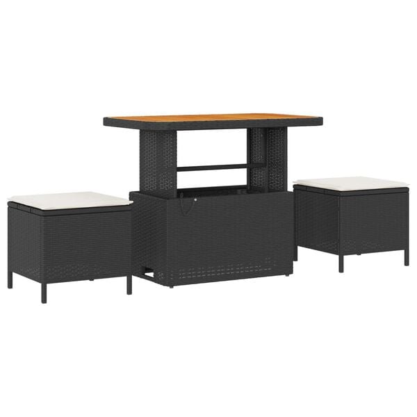 vidaXL Sjedeća garnitura za vrt s jastukom 13 pcs Crna i krem