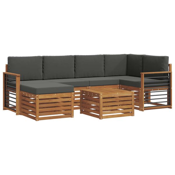 vidaXL Setovi sofa 7 pcs Prirodna i antracit Čvrsto drvo akacije