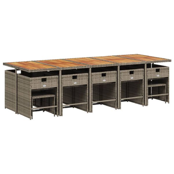 vidaXL 15-dijelni vrtni blagovaonski set s jastucima poliratan sivi