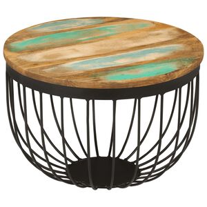 vidaXL Stolić za kavu &Oslash; 50 x 35 cm masivno obnovljeno drvo i čelik