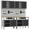 vidaXL Set radnog stola 8 kom. Crvena i siva 200 x 55 x 200 cm