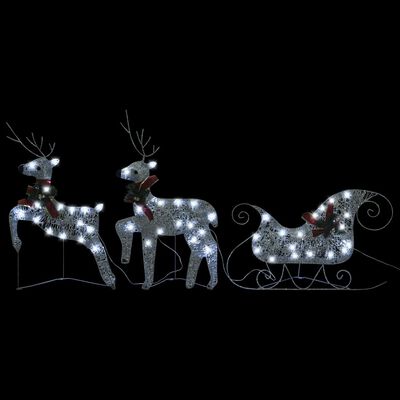 vidaXL Ukrasni božićni sobovi i sanjke 60 LED žarulja vanjski srebrni