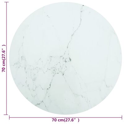 vidaXL Stolna ploča bijela Ø 70 x 0,8 cm staklena s mramornim uzorkom