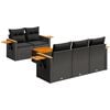 vidaXL 6-dijelni set vrtnih sofa s jastucima crni od poliratana