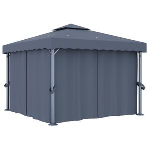 vidaXL Sjenica sa zastorom 3 x 3 m antracit aluminijska