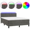 vidaXL Krevet box spring s madracem LED tamnosivi 140x200 cm bar&scaron;un