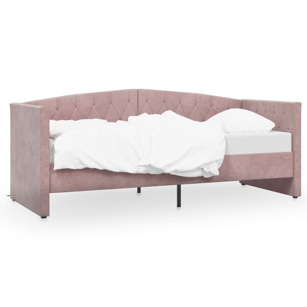 vidaXL Dnevni ležaj s USB-om ružičasti bar&scaron;unasti 90 x 200 cm