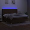 vidaXL Krevet box spring s madracem LED tamnosmeđi 160x200 cm tkanina