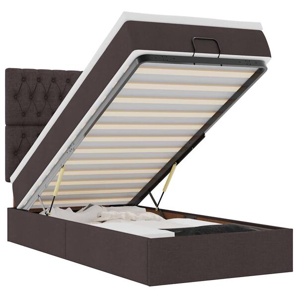 vidaXL Otomanski okvir kreveta s madraca tamnosmeđi 100x200cm tkanine