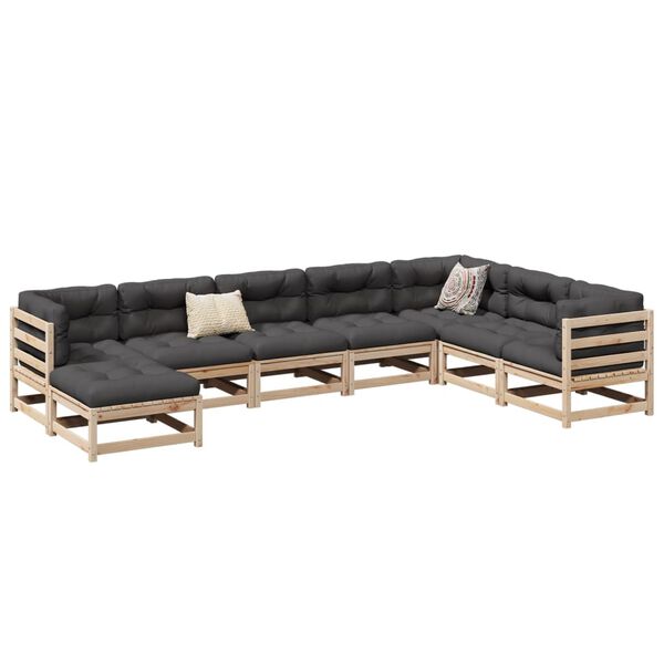 vidaXL 8-dijelni set vrtnih sofa od masivne borovine