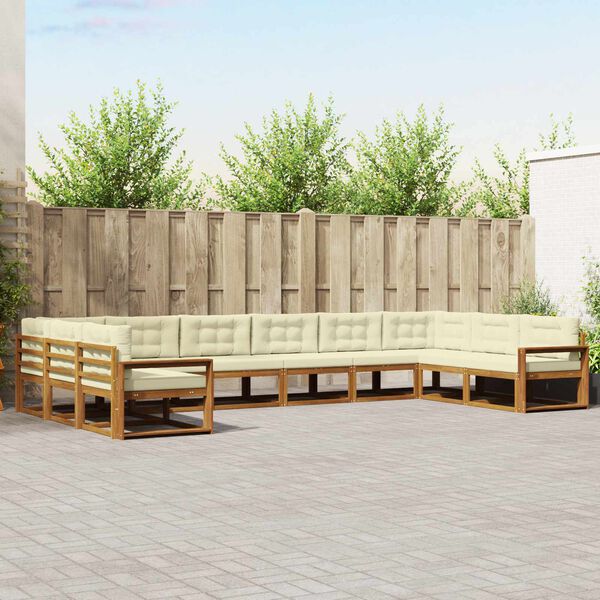 vidaXL Set vanjskih sofa s jastukom 10 pcs Prirodna i krem