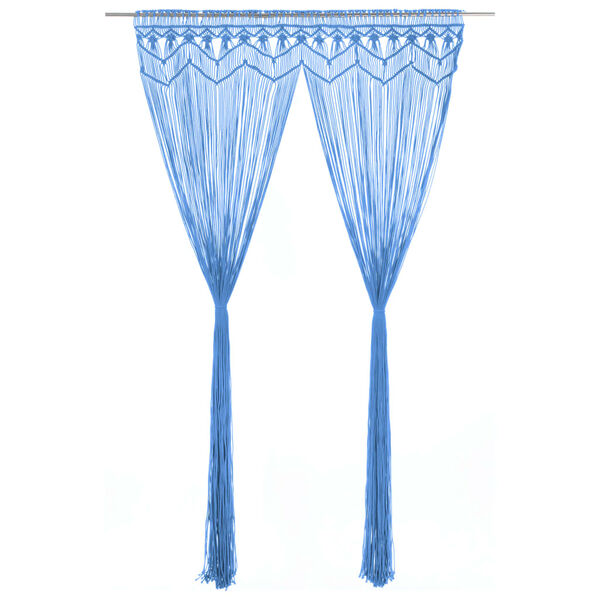 vidaXL Zavjesa s makrameom plava 140 x 240 cm pamučna