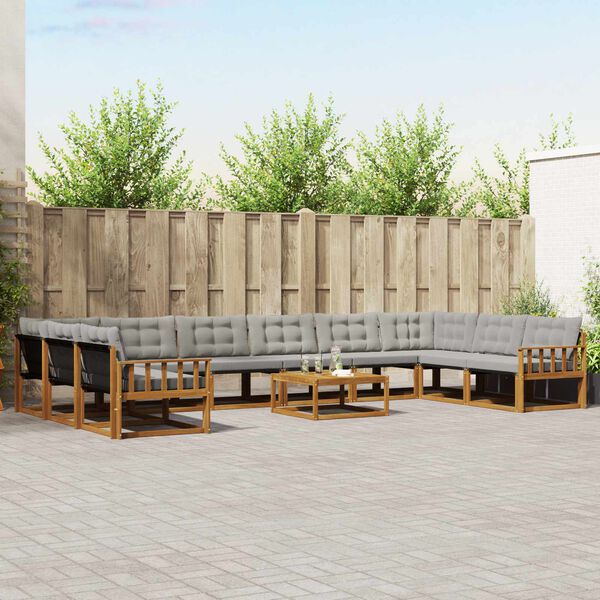 vidaXL Set vanjskih sofa s jastukom 11 pcs Prirodna i svijetlo siva