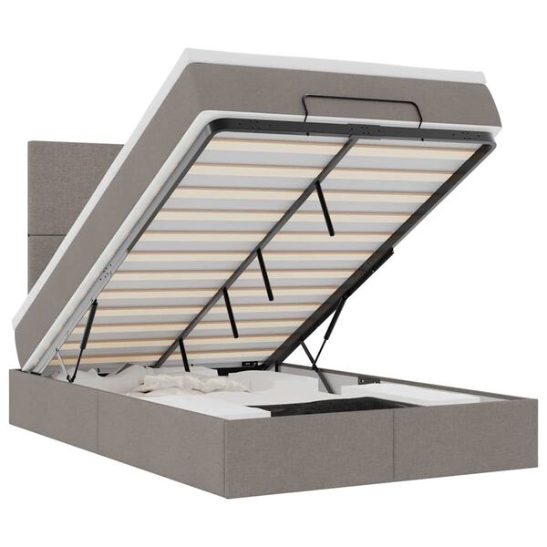 vidaXL Otomanski krevet madracem i LED Taupe 120x190 cm tkanina