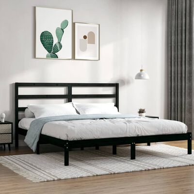 vidaXL Okvir za krevet od masivnog drva crni 180 x 200 cm bračni