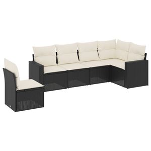 vidaXL 6-dijelni set vrtnih sofa s jastucima crni od poliratana