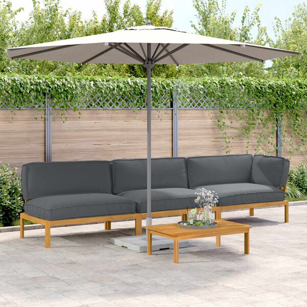 vidaXL Set sofe s jastukom 4 pcs Antracit Čvrsto drvo akacije