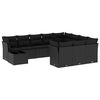 vidaXL 11-dijelni set vrtnih sofa od poliratana s jastucima crni