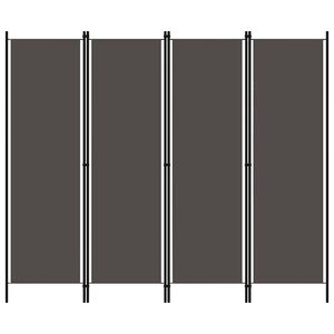 vidaXL Sobna pregrada s 4 panela antracit 200 x 180 cm