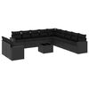 vidaXL 12-dijelni set vrtnih sofa od poliratana s jastucima crni
