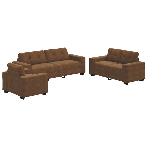 vidaXL Sofa 3 pcs Smeđa 221 x 80 x 80 cm Platnasta tkanina