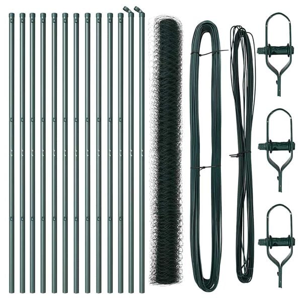 vidaXL Stup za ogradu Zelena 25 x 1,5 m (mreža 36 mm) Čelik