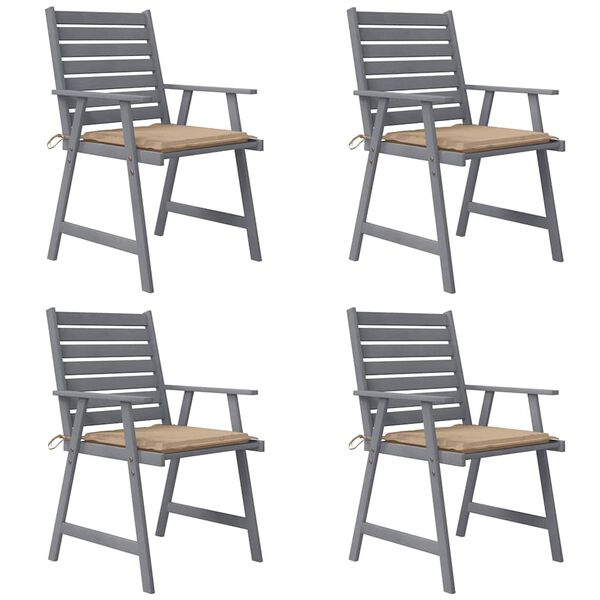 vidaXL Vrtne blagovaonske stolice s jastucima 4 kom od bagremovog drva