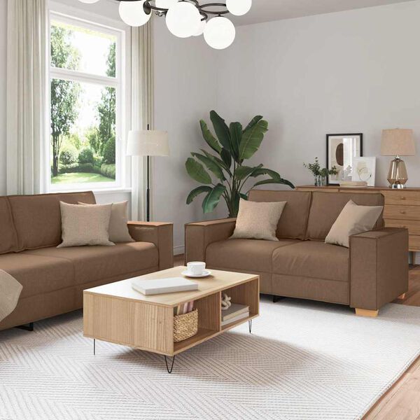 vidaXL Sofa 3 pcs Smeđa 220 x 80 x 84 cm Platnasta tkanina