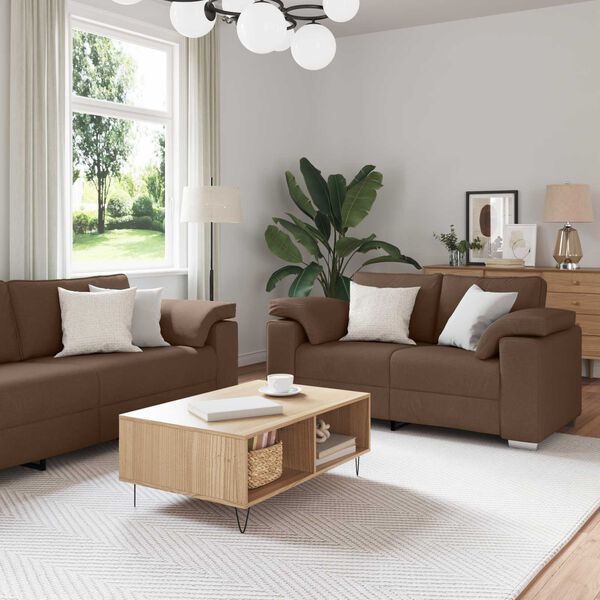vidaXL Sofa 3 pcs Smeđa 219 x 80 x 82 cm Platnasta tkanina