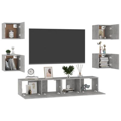 vidaXL 6-dijelni set TV ormarića siva boja betona od iverice