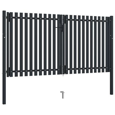 vidaXL Dvostruka vrata za ogradu od čelika 306 x 200 cm antracit