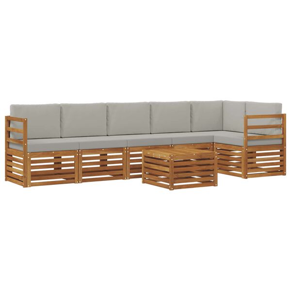 vidaXL Setovi sofa 7 pcs Prirodna i svijetlo siva Čvrsto drvo akacije