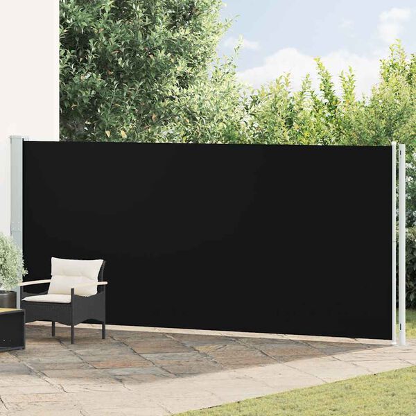 vidaXL Uvlačiva bočna tenda za terasu 180 x 600 cm crna