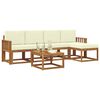 vidaXL Set vanjskih sofa 6 pcs Prirodna i krem Čvrsto drvo akacije