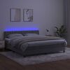 vidaXL Krevet box spring s madracem LED svjetlosivi 160x200 cm bar&scaron;un