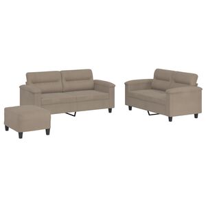 vidaXL 3-dijelni set sofa s jastucima smeđesivi od mikrovlakana