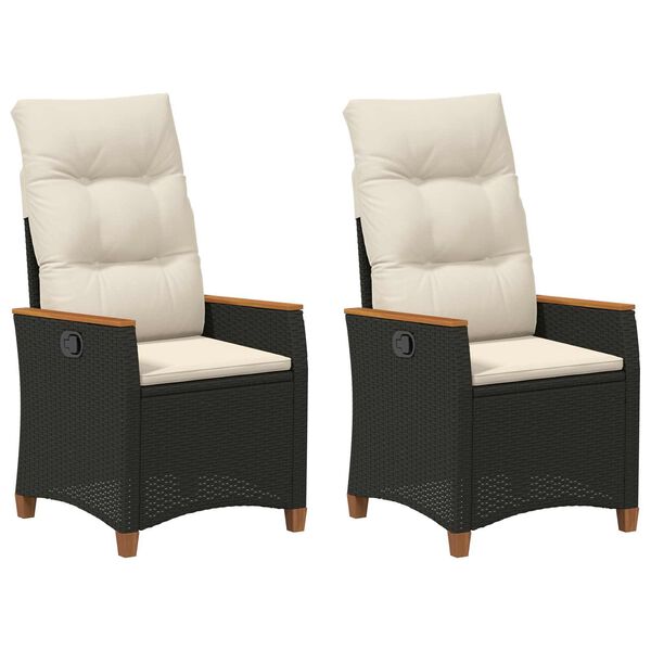 vidaXL Ležaljka u vrtu Crna i Krema 64 x 57,5 x 112 cm poliratan